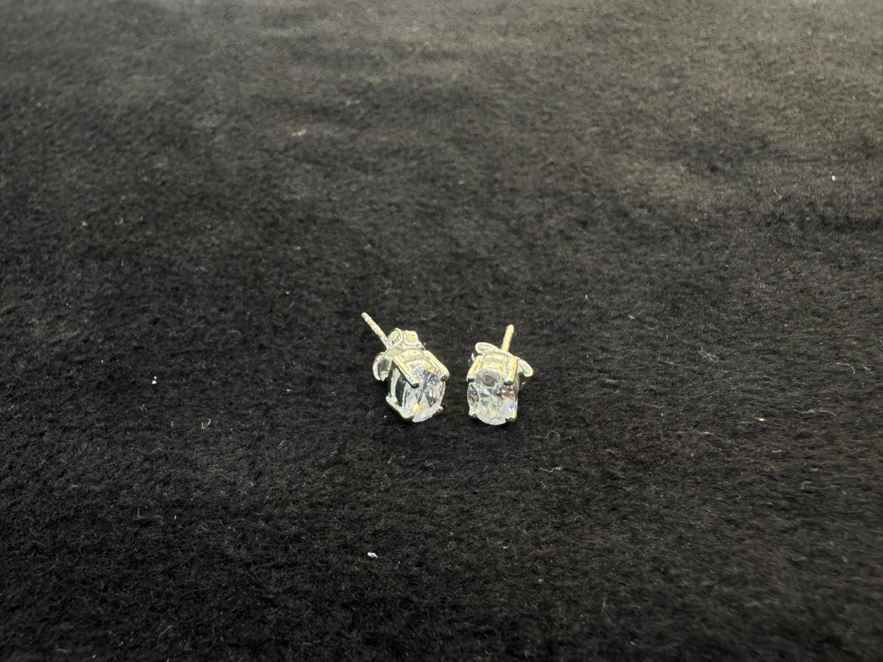 92.5 Silver Oval Shape Studs - 2