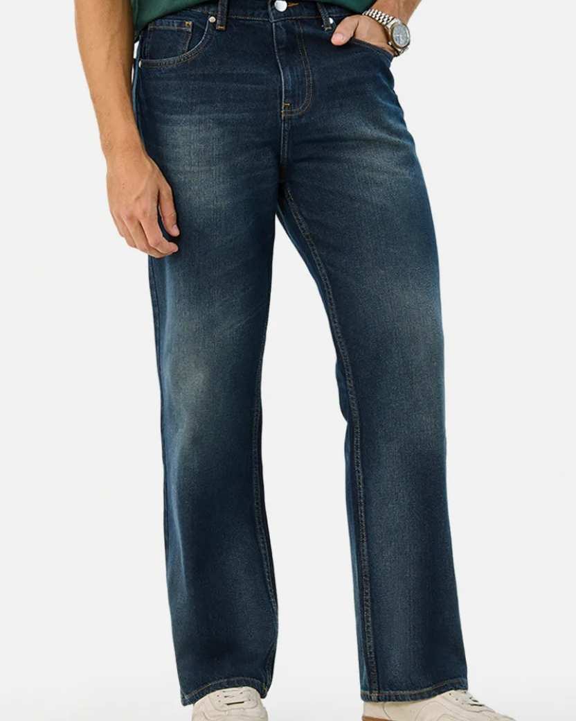 Straight Fit Washed Jeans